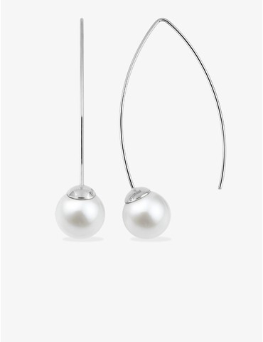 Boucles d'oreilles pendantes acier et perle