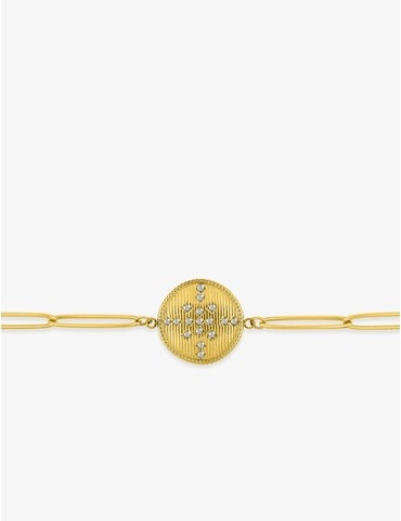 Bracelet en acier doré et cristal blanc 20 cm