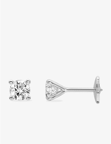 Boucles d'oreilles clous or blanc 750 ‰ et diamant 0,45 ct