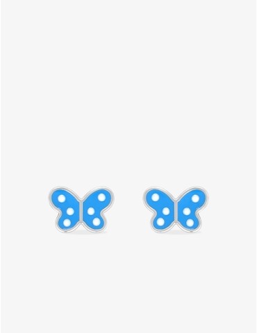 Boucles d'oreilles papillons argent 925 ‰ et laque bleu