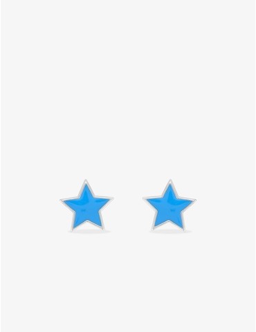 Boucles d'oreilles étoiles argent 925 ‰ laque bleu