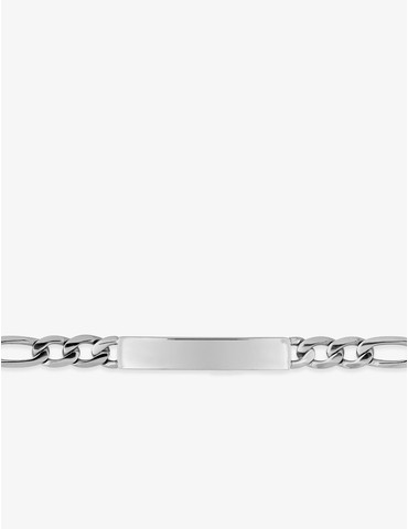 Bracelet chaîne gourmette et plaque rectangle 6 mm acier