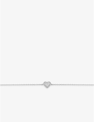 Bracelet cœur or blanc 375‰ et diamant 0,012 ct