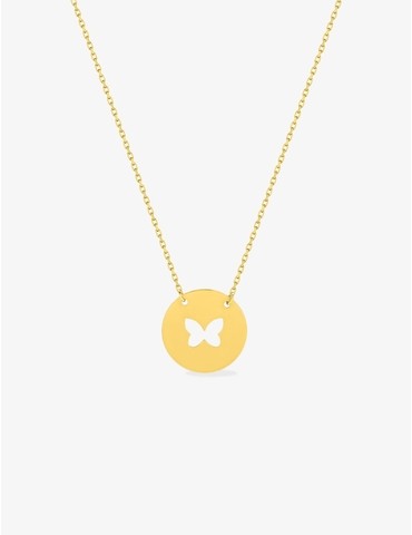 Collier motif papillon or jaune 375 ‰