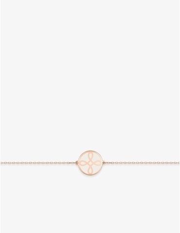 Bracelet Lorever Or rose 375‰, motif jeton laque ivoire