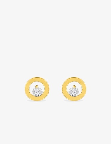 Boucles d'oreilles rondes bicolores or 750 ‰ et diamant pastillé 0,02 ct
