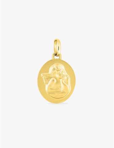 Pendentif médaille ange or jaune 750 ‰ plaque ovale