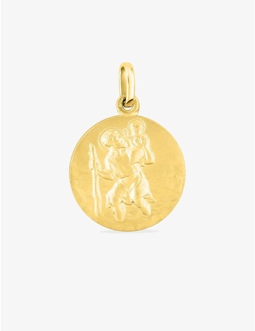 Pendentif médaille saint Christophe or jaune 750 ‰ 17 x 24 mm