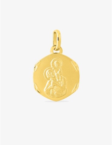 Pendentif médaille saint Christophe or jaune 750 ‰ 15 x 20 mm