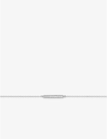 Bracelet or blanc 750 ‰ et motif barrette oxyde de zirconium