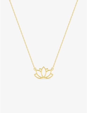 Collier or jaune 375 ‰ et motif fleur de lotus