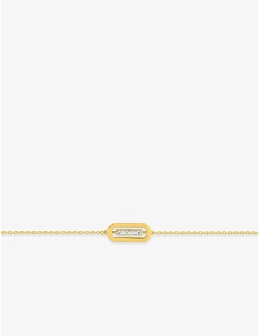 Bracelet motif géométrique or jaune 750‰ et diamants 0,03 ct