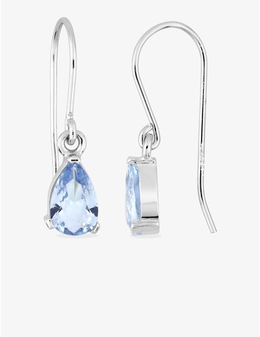 Boucles d'oreilles pendantes bicolores bleues claires argent rhodié 925%o avec oxyde de zirconium